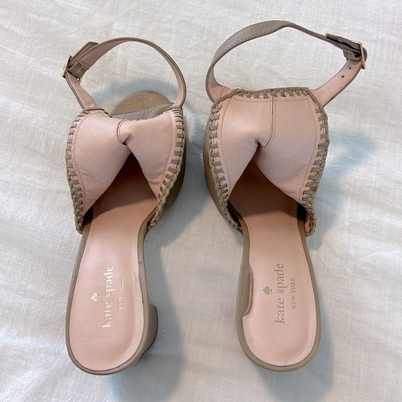 Kate Spade New York Orlene Peep Toe Block Heel Sandals Pale Taupe Size 9 - Picture 14 of 15